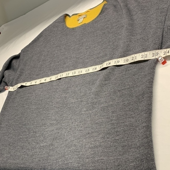 nordstrom Long Open Front Wool Cardigan Grey/Mustard OSFM - Picture 3 of 6